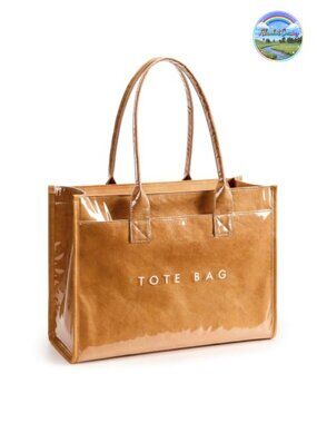 PVC Kraft Paper Tote Bag Large Laptop Shoulder Handbag Waterproof